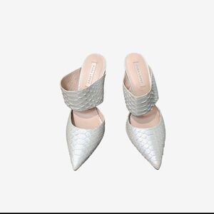 Pura Lopez Silver Textured Mules Size 38